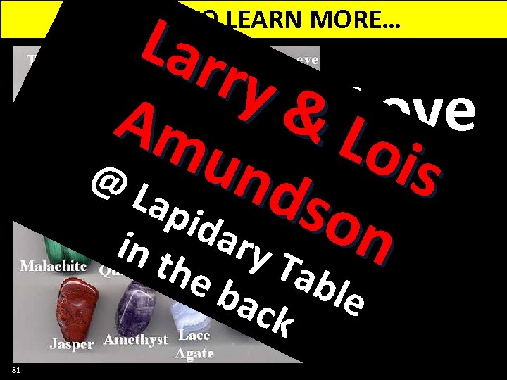 Lar ry & Love Am Lo is @ L un dso Rocks api dar