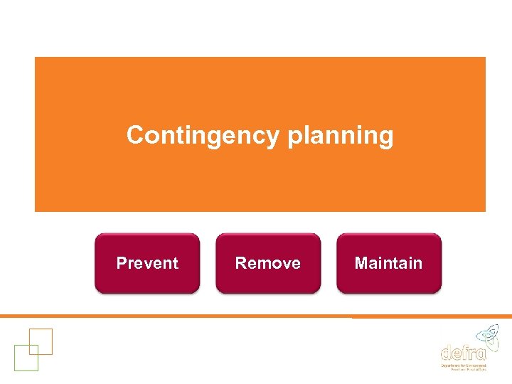 Contingency planning Prevent Remove Maintain 