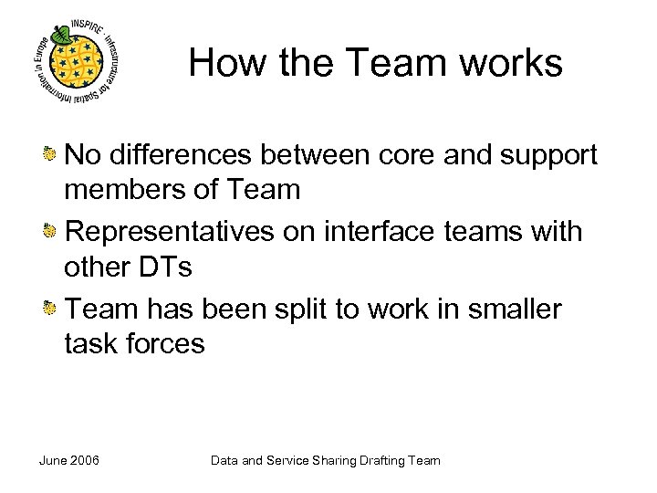 How the Team works No differences between core and support members of Team Representatives