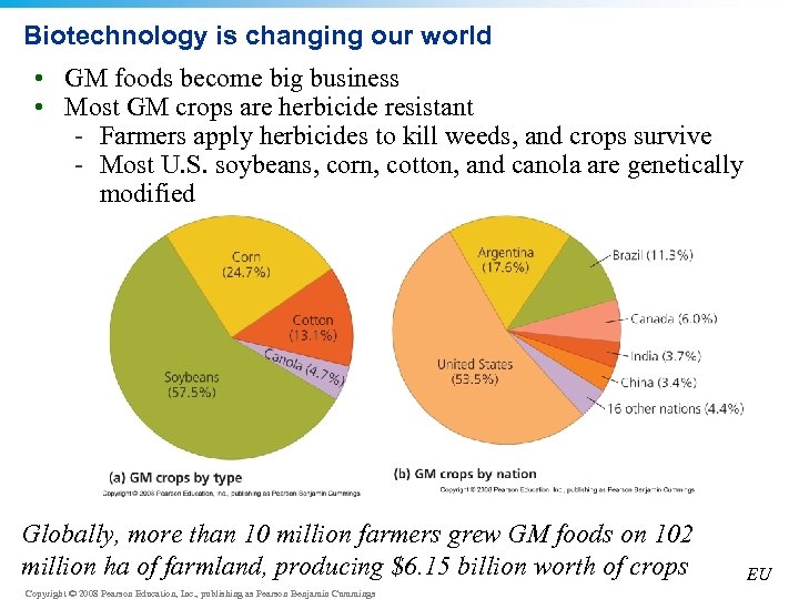 Biotechnology is changing our world • GM foods become big business • Most GM