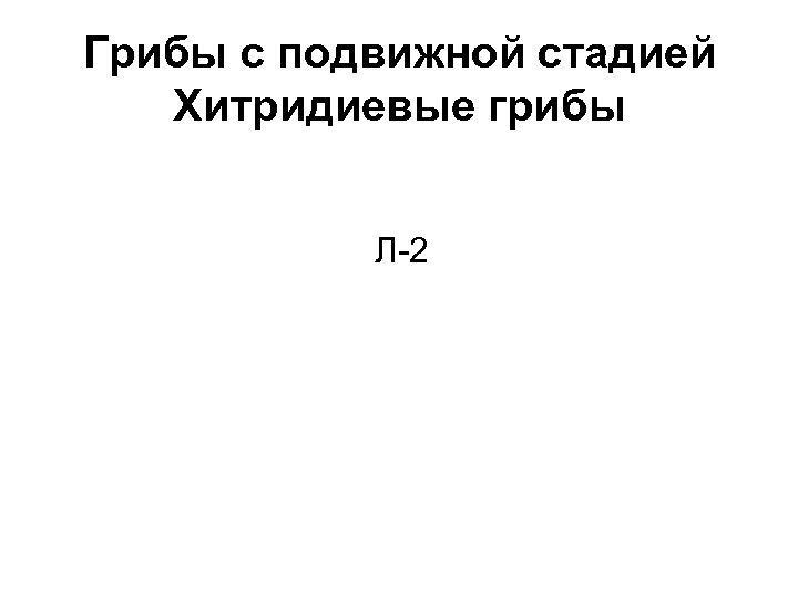 Грибы с подвижной стадией Хитридиевые грибы Л-2 