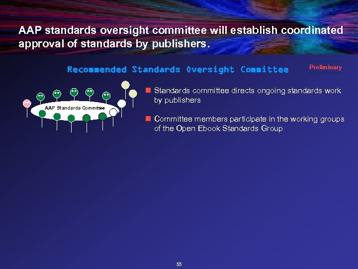 AAP standards oversight committee will establish coordinated approval of standards by publishers. Recommended Standards