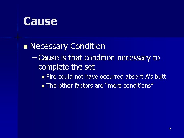 Cause n Necessary Condition – Cause is that condition necessary to complete the set