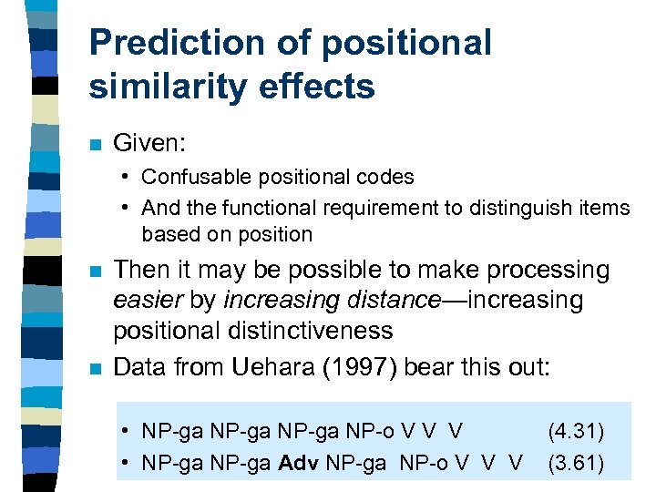 Prediction of positional similarity effects n Given: • Confusable positional codes • And the