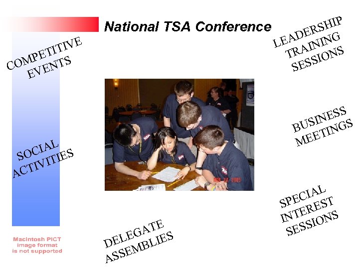 National TSA Conference E ITIV PET S COM VENT E P SHI DER NG