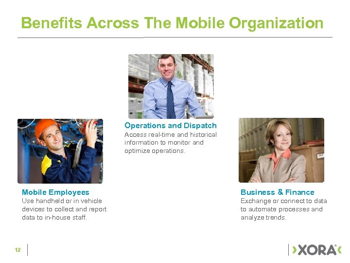 Benefits Across The Mobile Organization Operations and Dispatch Access real-time and historical information to