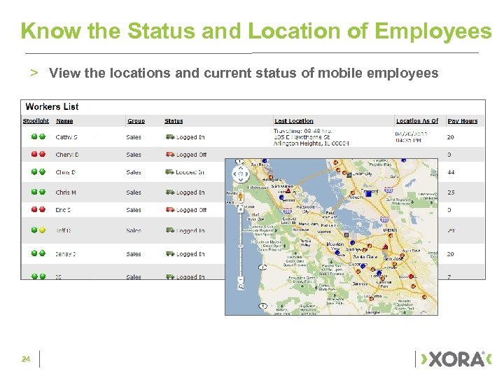 Know the Status and Location of Employees > View the locations and current status