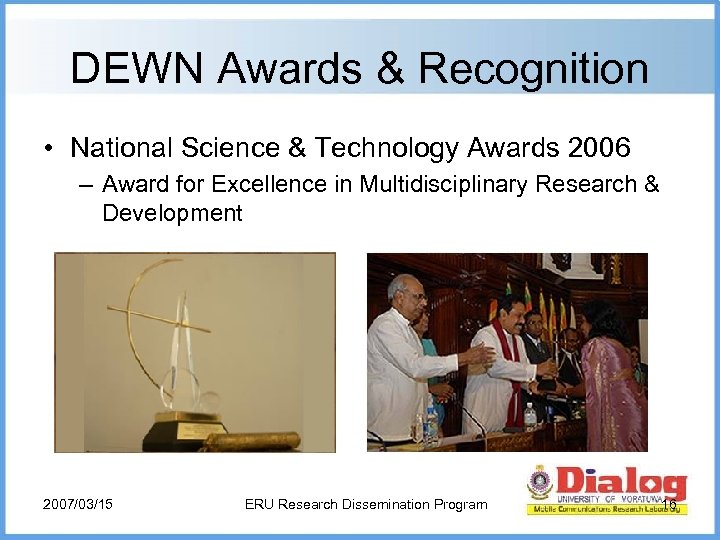 DEWN Awards & Recognition • National Science & Technology Awards 2006 – Award for