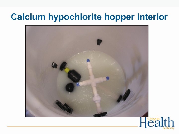 Calcium hypochlorite hopper interior 