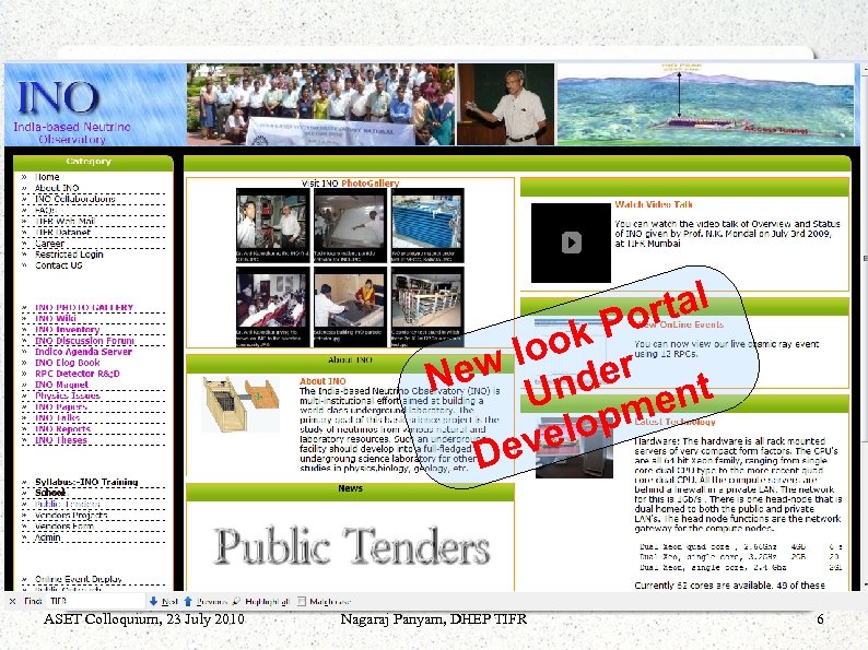 tal Por ok w lo der Ne Un ent opm vel De ASET Colloquium,