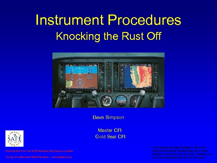 Instrument Procedures Knocking the Rust Off Dave Simpson Master CFI Gold Seal CFI Checked