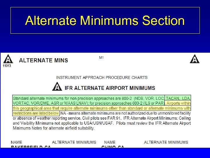 Alternate Minimums Section 