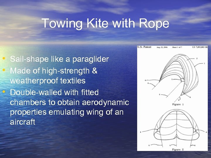 Towing Kite with Rope • Sail-shape like a paraglider • Made of high-strength &