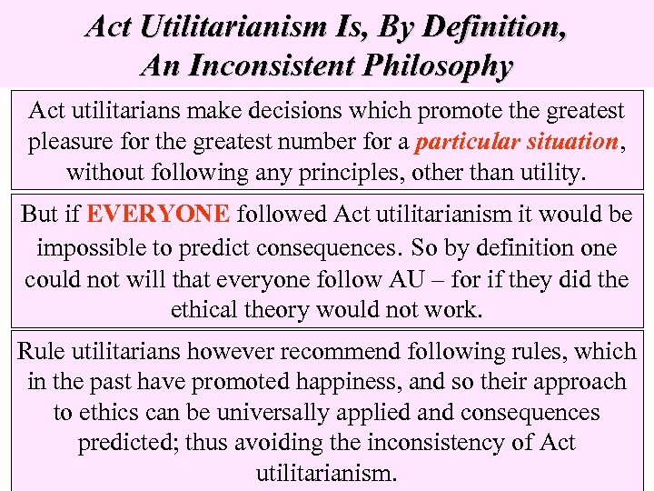 act vs rule utilitarianism quizlet