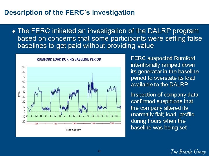 Description of the FERC’s investigation ♦ The FERC initiated an investigation of the DALRP