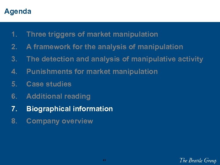 Agenda 1. Three triggers of market manipulation 2. A framework for the analysis of