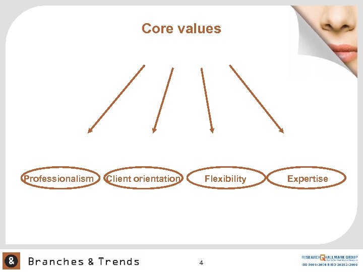 Core values Professionalism Client orientation Flexibility 4 Expertise 