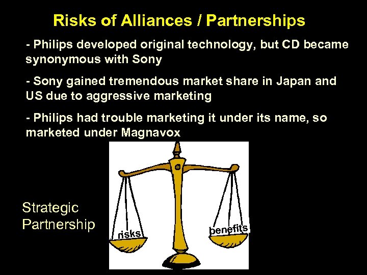 Risks of Alliances / Partnerships - Philips developed original technology, but CD became synonymous