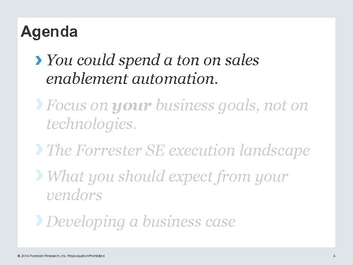 Agenda › You could spend a ton on sales enablement automation. › Focus on