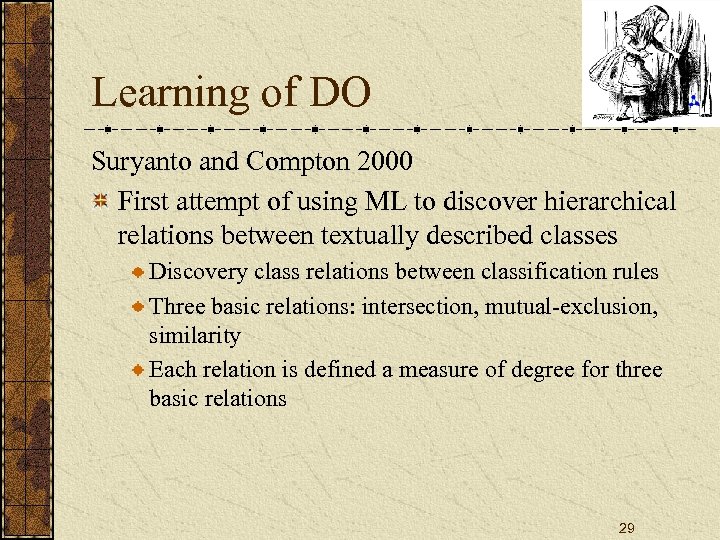 Learning of DO Suryanto and Compton 2000 First attempt of using ML to discover