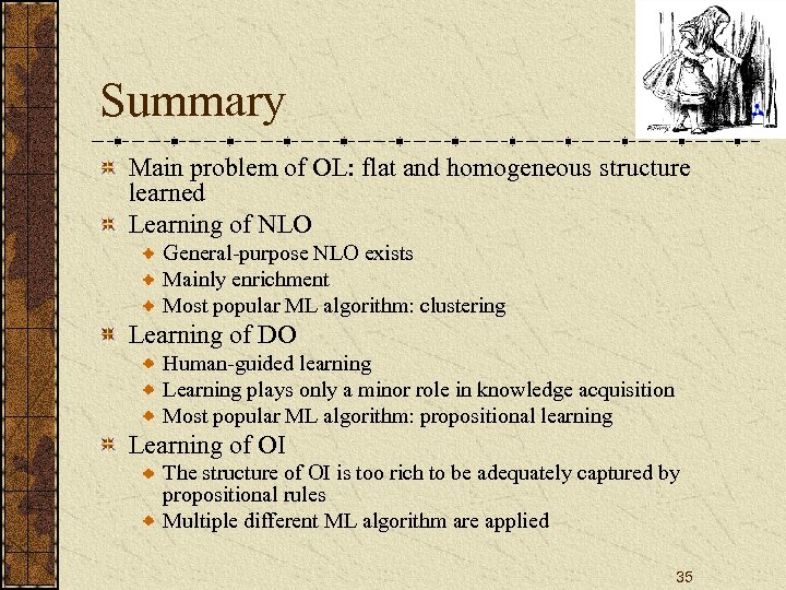 Summary Main problem of OL: flat and homogeneous structure learned Learning of NLO General-purpose