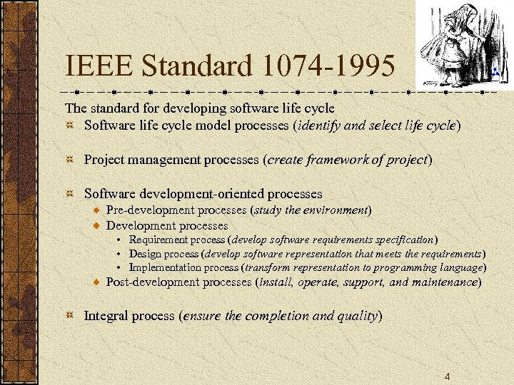 IEEE Standard 1074 -1995 The standard for developing software life cycle Software life cycle