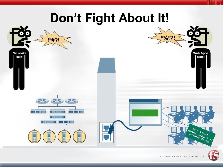17 Don’t Fight About It! Networks Rule! *%!? ! Web Apps Rule! W e