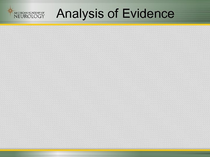 Analysis of Evidence 