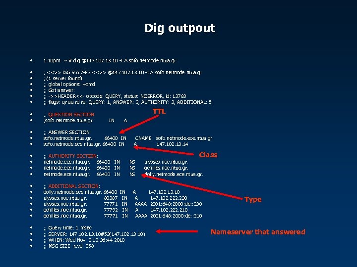 Dig outpout • 1: 10 pm ~ # dig @147. 102. 13. 10 -t