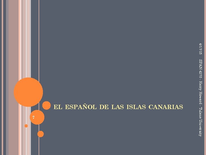 4/17/15 7 SPAN 4270 - Harry Howard - Tulane University EL ESPAÑOL DE LAS