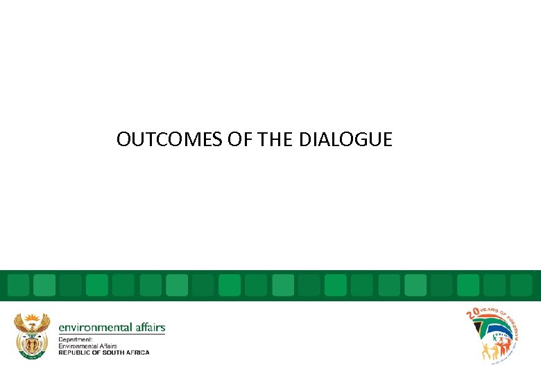  OUTCOMES OF THE DIALOGUE 