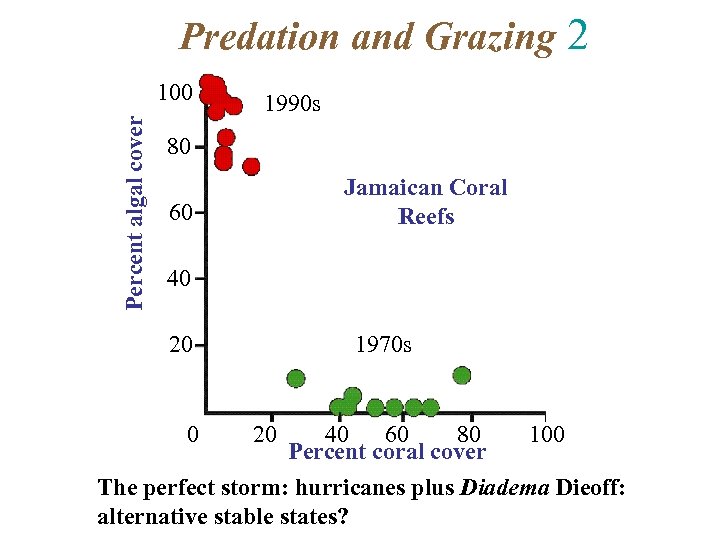 Predation and Grazing 2 Percent algal cover 100 1990 s 80 Jamaican Coral Reefs