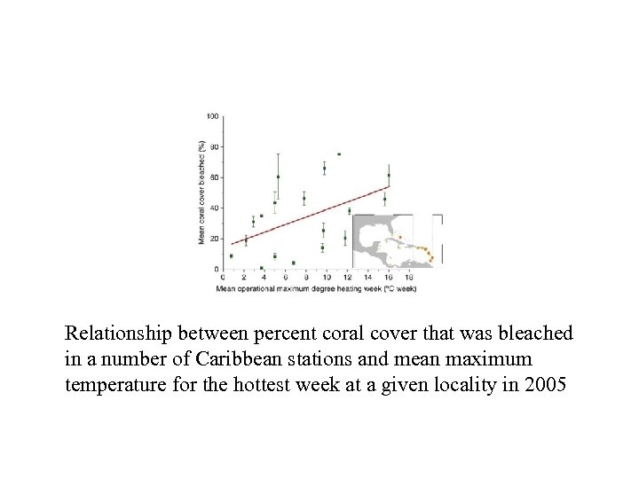 Relationship between percent coral cover that was bleached in a number of Caribbean stations
