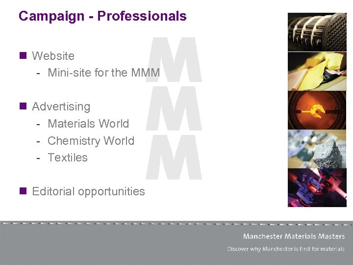 Campaign - Professionals n Website - Mini-site for the MMM n Advertising - Materials