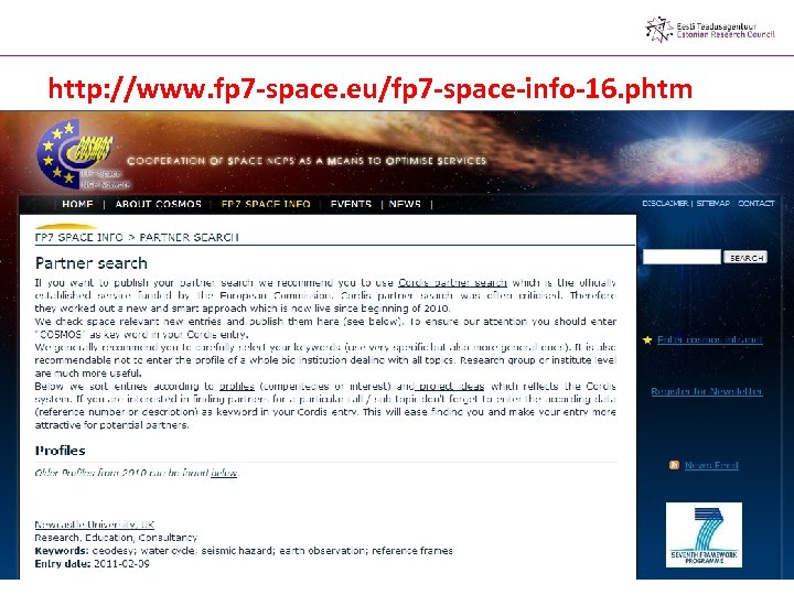 http: //www. fp 7 -space. eu/fp 7 -space-info-16. phtm 