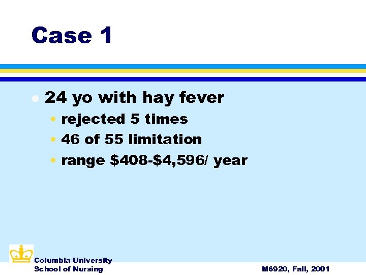 Case 1 l 24 yo with hay fever • rejected 5 times • 46