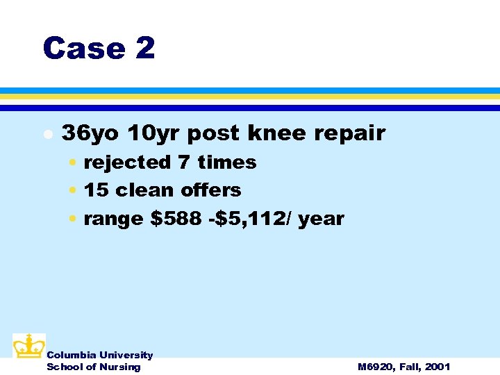 Case 2 l 36 yo 10 yr post knee repair • rejected 7 times