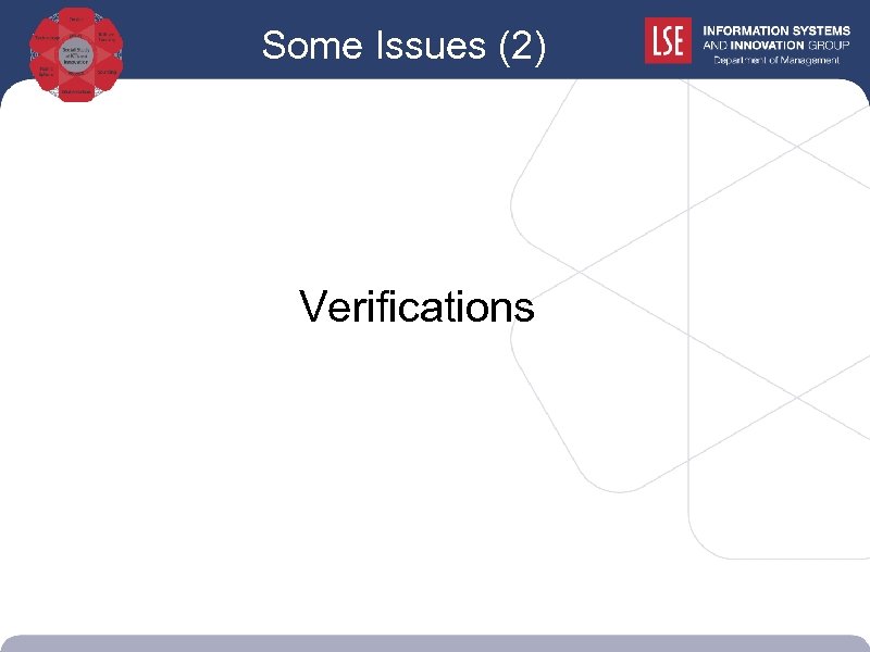 Some Issues (2) Verifications 