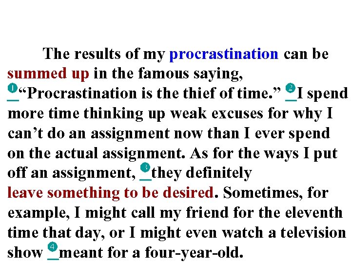 The results of my procrastination can be summed up in the famous saying, “Procrastination