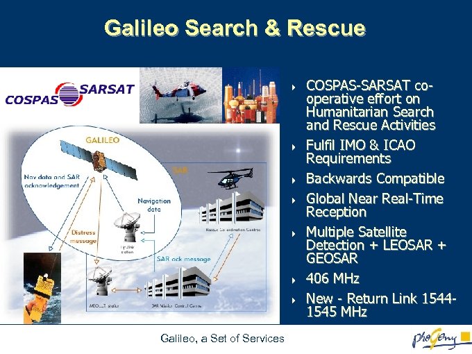 Galileo Search & Rescue 4 4 4 4 Galileo, a Set of Services COSPAS-SARSAT