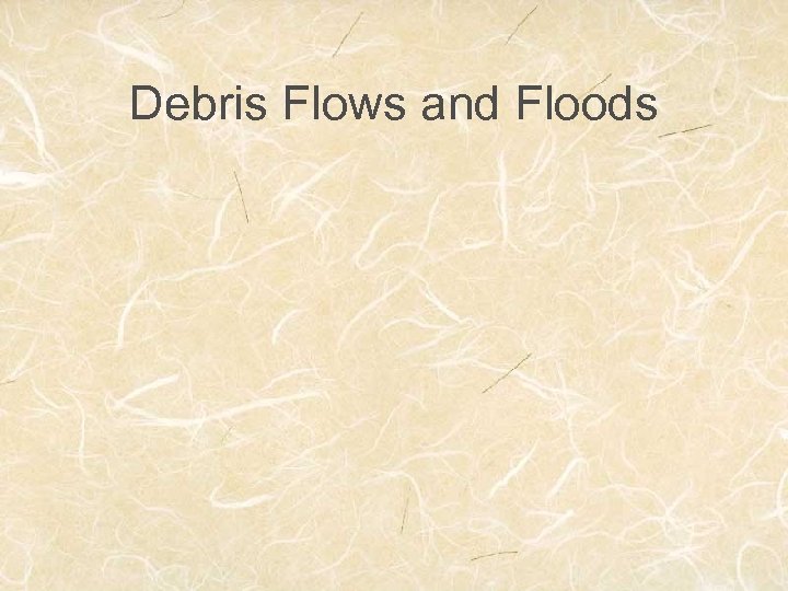 Debris Flows and Floods 