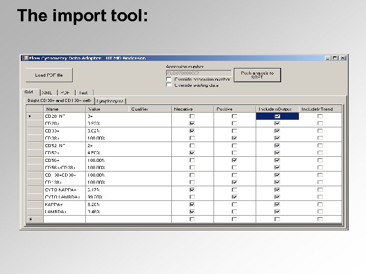 The import tool: 