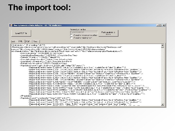 The import tool: 