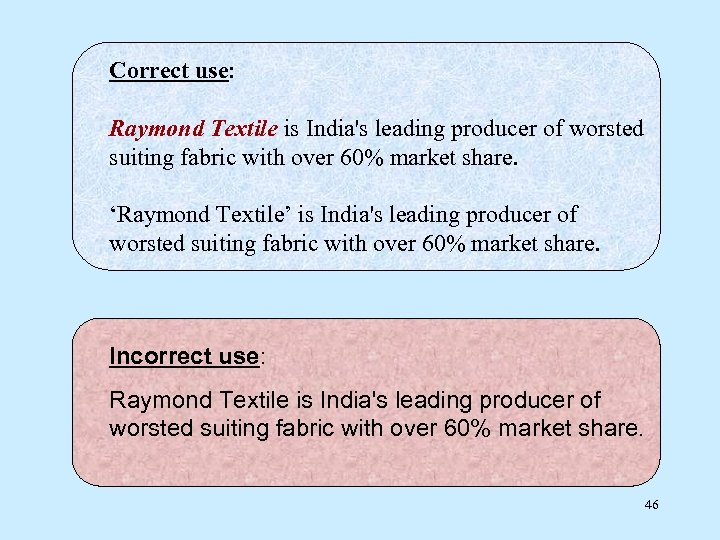 Correct use: Raymond Textile is India's leading producer of worsted suiting fabric with over