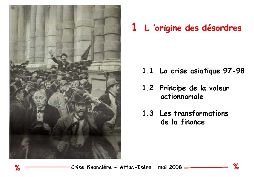 1 L ’origine des désordres 1. 1 La crise asiatique 97 -98 1. 2
