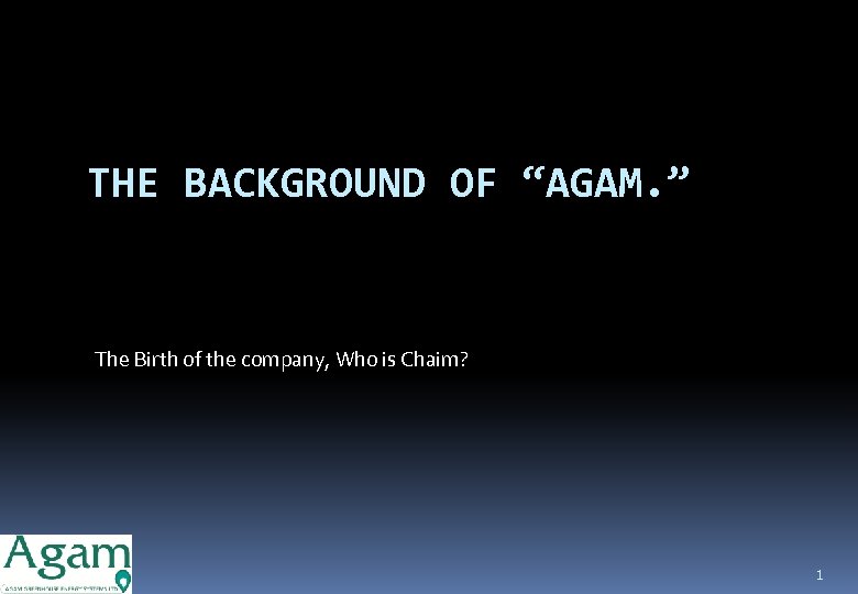 THE BACKGROUND OF “AGAM. ” The Birth of the company, Who is Chaim? 1