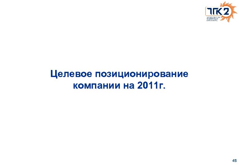 Целевое позиционирование компании на 2011 г. 45 