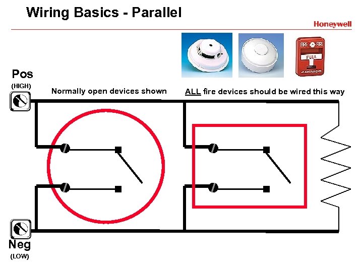 Wiring Basics - Parallel Pos (HIGH) Neg (LOW) Normally open devices shown ALL fire