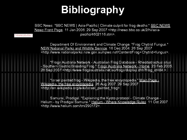 Bibliography BBC News. 