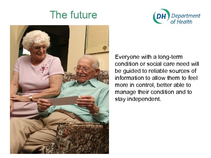 The future Everyone with a long-term condition or social care need will be guided